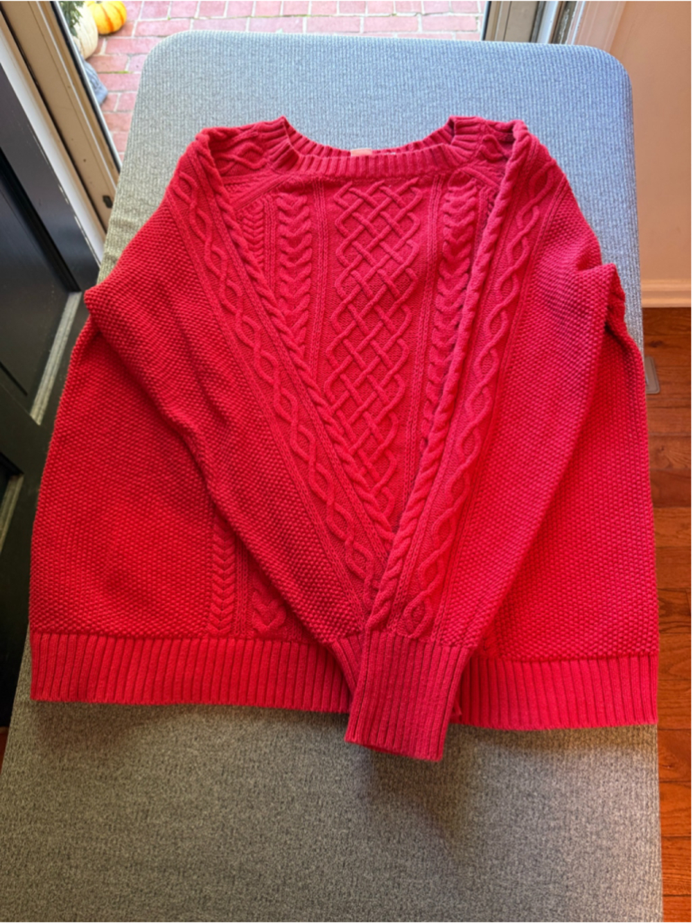 Women's Gap Cable Knit Crew Neck Sweater Red XXL